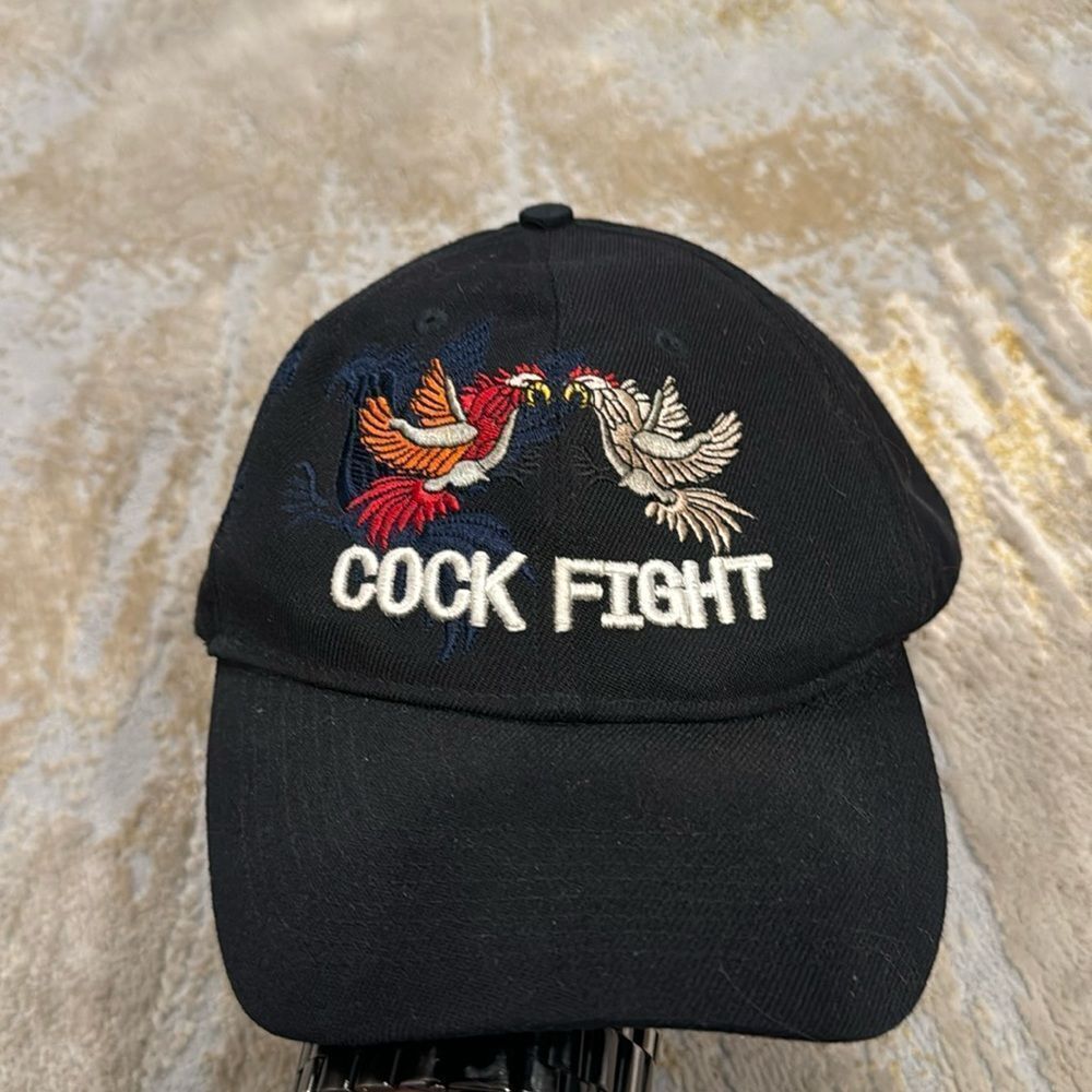 VTG Embroidered Fighting Rooster rooster Fight Ball Cap Hat Black One Size